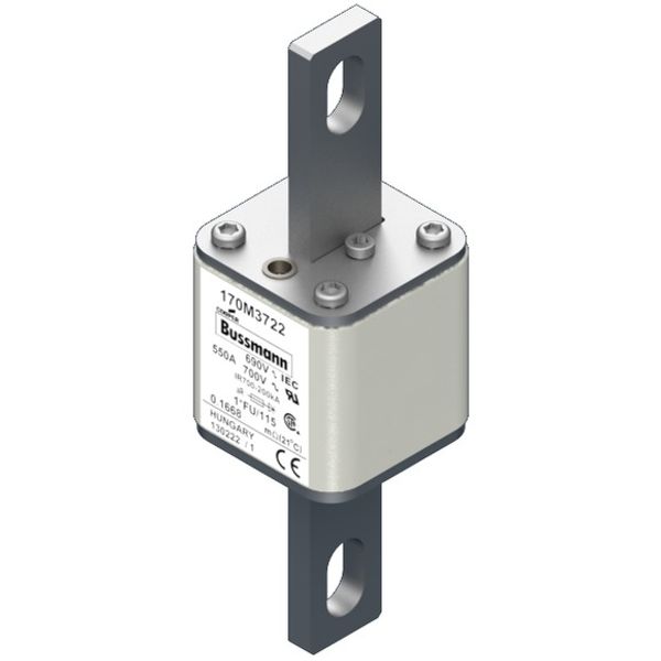 Fuse-link, high speed, 550 A, AC 690 V, compact size 1, 45 x 45 x 148 mm, aR, IEC, UL image 1