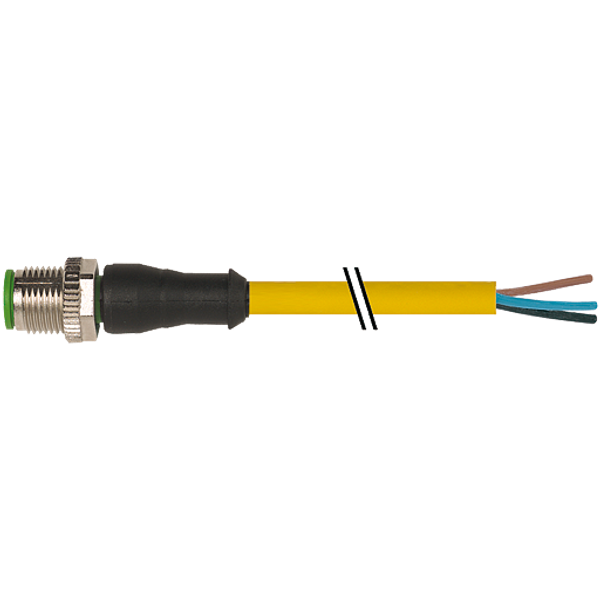 M12 male 0° A-cod. with cable PVC 5x0.34 ye UL/CSA 25m image 1