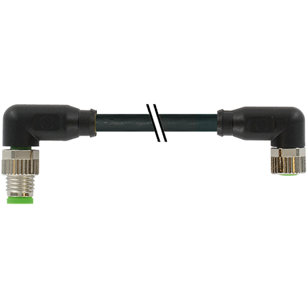 M8 male 90°/M8 fem. 90° A-cod. PUR 4x0.34 shielded bk+drag-ch 0.5m image 1