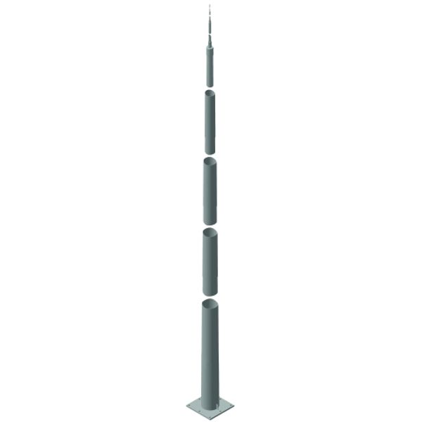 Telesc. lightning protection mast height 19.35m St/tZn w. flange plate image 1