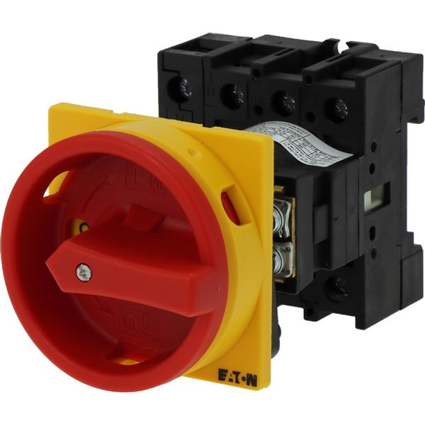 Main switch, P1, 40 A, rear mounting, 3 pole + N, Emergency switching off function, With red rotary handle and yellow locking ring, Lockable in the 0 image 3