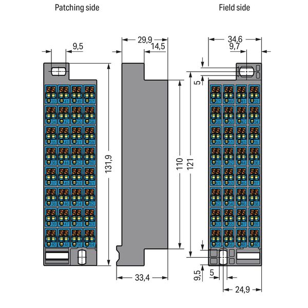 Matrix patchboard 32-pole Marking 33-64 dark gray image 1