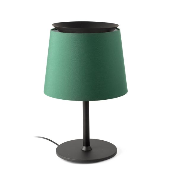 SAVOY BLACK TABLE LAMP GREEN LAMPSHADE image 1
