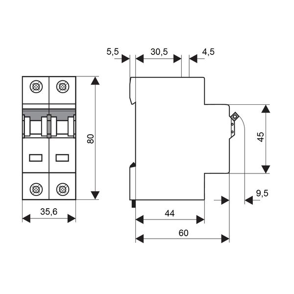 Miniature Circuit Breaker (MCB) DC-C25, 2-pole, 40ø C, 10kA image 4