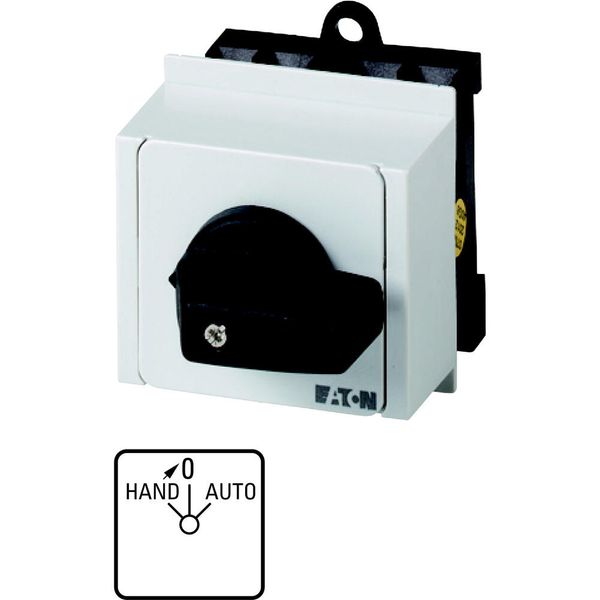 Changeover switches, T0, 20 A, service distribution board mounting, 1 contact unit(s), Contacts: 2, With spring-return from HAND, 45 °, momentary/main image 2