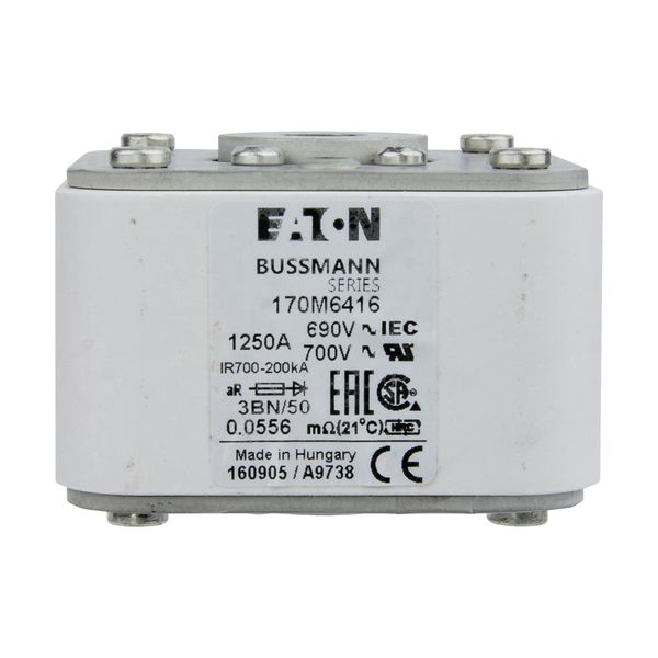 Fuse-link, high speed, 1250 A, AC 690 V, size 3, aR, IEC, UL, single indicator image 14