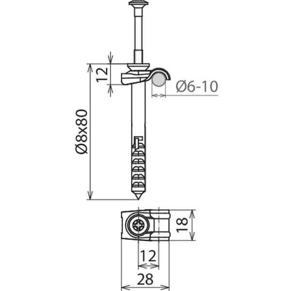 Conductor holder DEHNQUICK St/tZn with nail dowel 8x80mm für Rd 6-10mm image 2