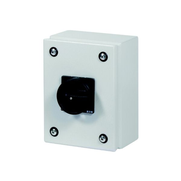 Main switch, T0, 20 A, surface mounting, 1 contact unit(s), 2 pole, STOP function, With black rotary handle and locking ring, Lockable in the 0 (Off) image 3