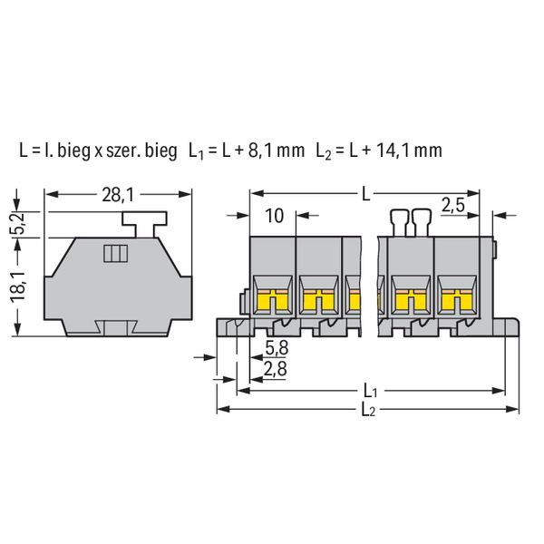 2-conductor terminal strip on one side with push-buttons with fixing f image 4