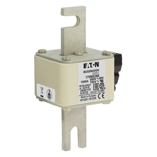 Fuse-link, high speed, 1000 A, AC 690 V, DIN 2, 61 x 77 x 138 mm, aR, DIN, IEC, single indicator image 9