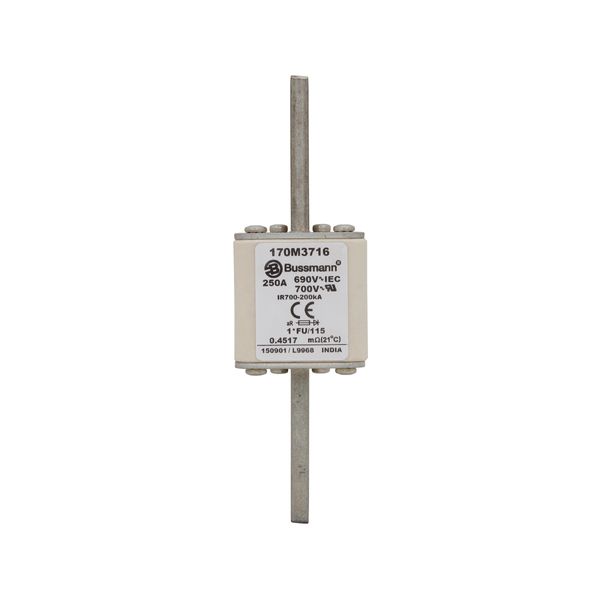 Fuse-link, high speed, 250 A, AC 690 V, compact size 1, 45 x 45 x 148 mm, aR, IEC, UL image 9