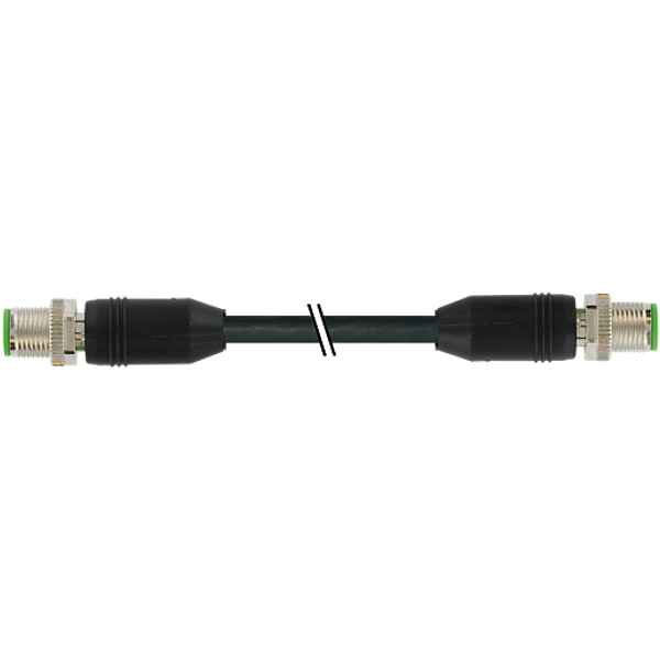 M12 male 0°/M12 male 0° D-cod. PUR 1x4xAWG22 shielded bk+drag-ch 10m image 1