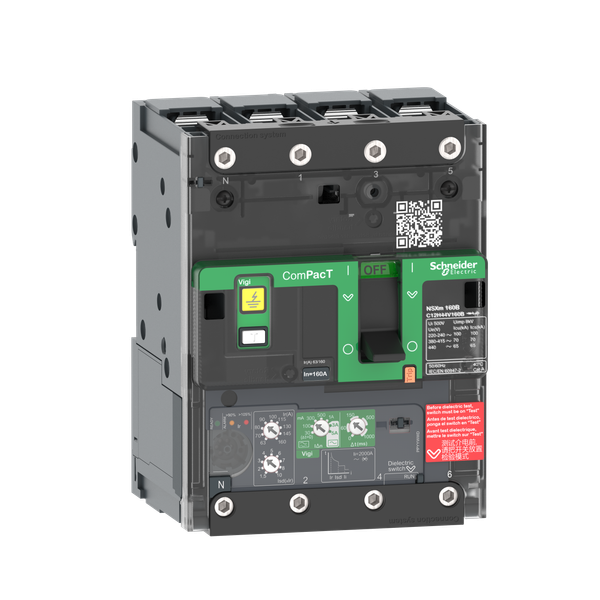 Circuit breaker, ComPacT NSXm 100F, 36kA/415VAC, 4 poles, MicroLogic 4.1 trip unit 25A, lugs/busbars image 4
