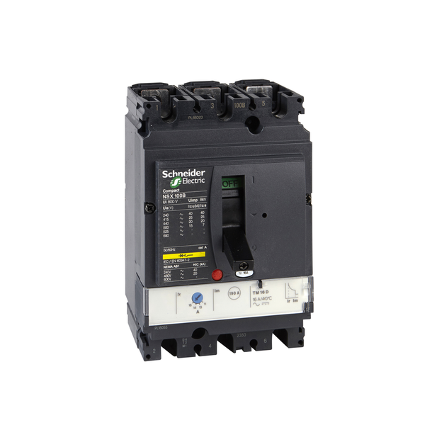 circuit breaker ComPact NSX100H, 70 kA at 415 VAC, TMD trip unit 63 A, 3 poles 3d image 5