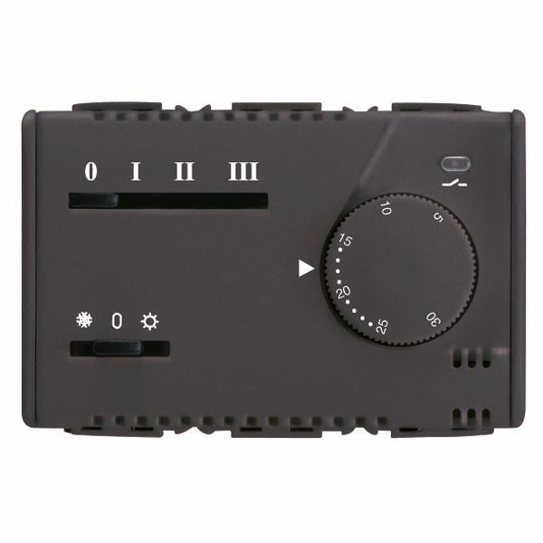SUMMER/WINTER ELECTRONIC THERMOSTAT FOR FAN-COIL - 3 SPEED - 230V 50/60Hz - 3 MODULES - SYSTEM BLACK image 2