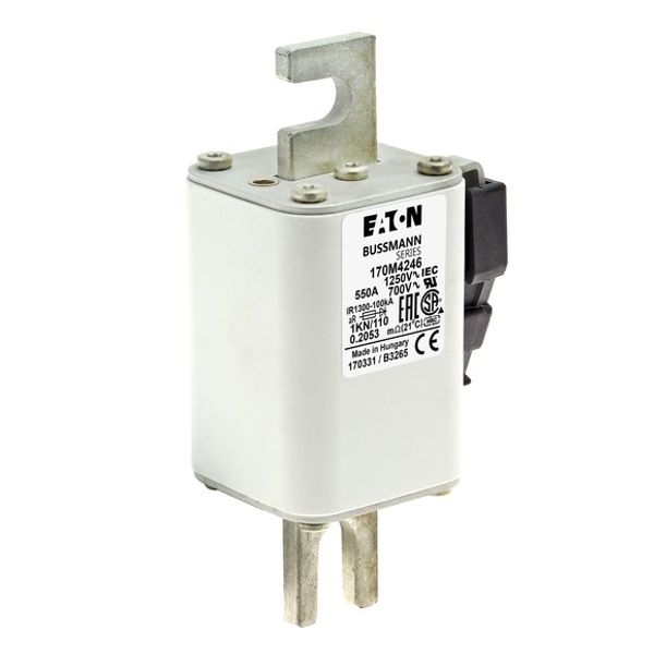 Fuse-link, high speed, 550 A, AC 1250 V, size 1, 53 x 69 x 138 mm, aR, DIN, IEC, single indicator image 5