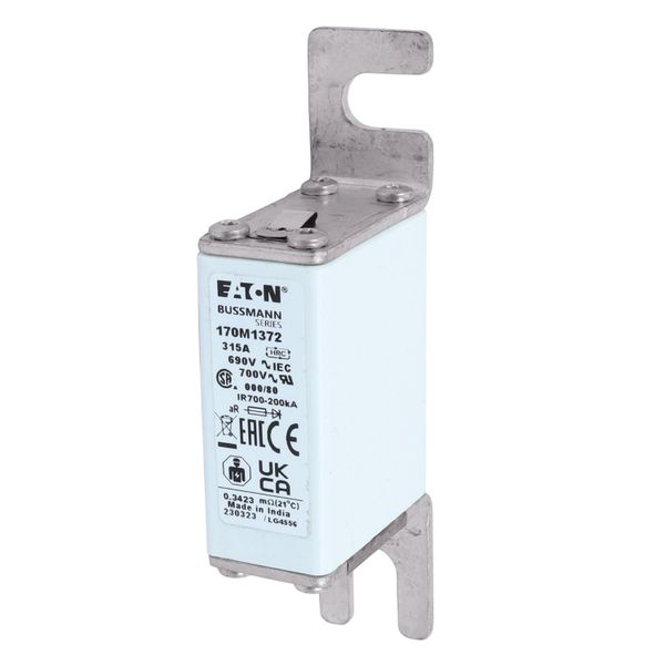 Fuse-link, high speed, 315 A, AC 690 V, DIN 000, 21 x 40 x 100 mm, aR, DIN, IEC, single indicator image 5