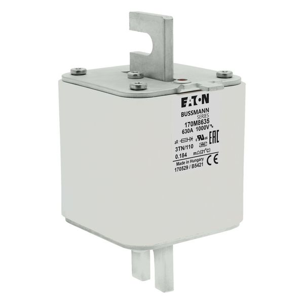 Fuse-link, high speed, 630 A, AC 1000 V, DIN 3, 74 x 90 x 139 mm, aR, DIN, IEC, single indicator image 21