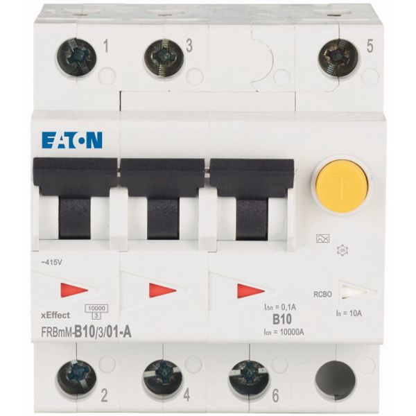 RCD/MCB combination, 10 A, 100 mA, MCB trip characteristic: B, 3p, RCD trip characteristic: A image 2