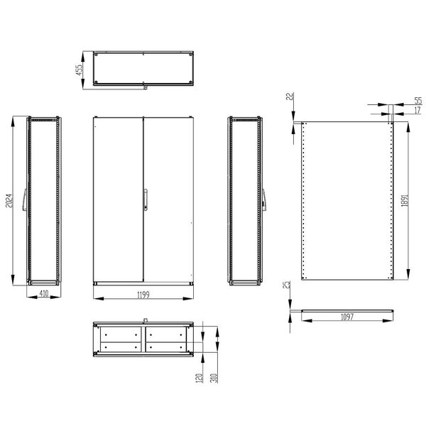 Modular enclosure 2 door IP55 H=2000 W=1200 D=400 mm image 10