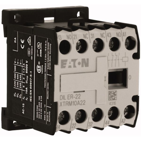 Contactor relay, 110 V 50 Hz, 120 V 60 Hz, N/O = Normally open: 2 N/O, N/C = Normally closed: 2 NC, Spring-loaded terminals, AC operation image 7