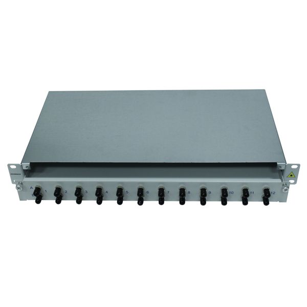 FO Patchpanel 19", 1U, sliding, for 16 fibers, ST, MM image 1