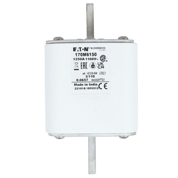 Fuse-link, high speed, 1250 A, AC 1100 V, size 3, 76 x 90 x 139 mm, aR, DIN, IEC, single indicator image 24