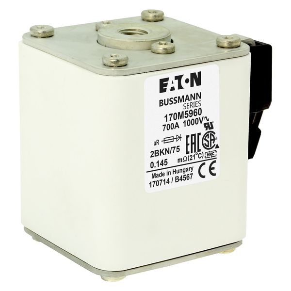 Fuse-link, high speed, 700 A, AC 1000 V, size 2, 59 x 77 x 75 mm, aR, IEC, UL, type K indicator, flush end, M10 image 13