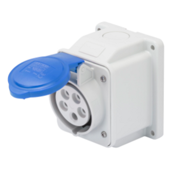 10° ANGLED SURFACE-MOUNTING SOCKET-OUTLET - IP44 - 3P+N+E 32A 200-250V 50/60HZ - BLUE - 9H - SCREW WIRING image 1