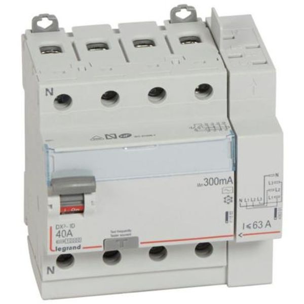 Differential switch DX³-ID screw top inlet and automatic top outlet - 4P 400V~ 40A typeAC 300mA - 5 modules image 1