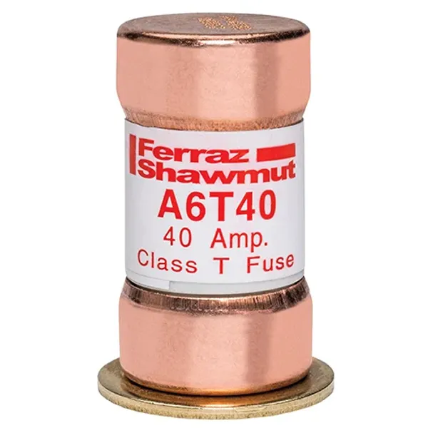 Fuse A6T - Class T - Fast-Acting 600VAC 300VDC 40A Ferrule image 1