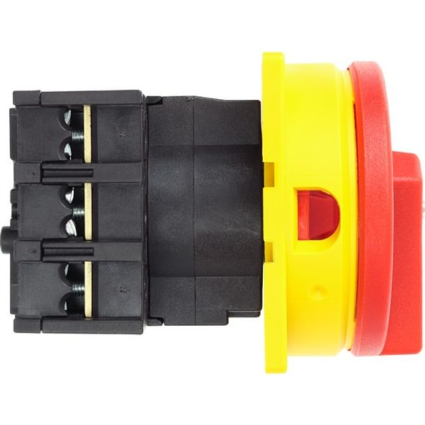 Main switch, P1, 32 A, flush mounting, 3 pole, Emergency switching off function, With red rotary handle and yellow locking ring image 2