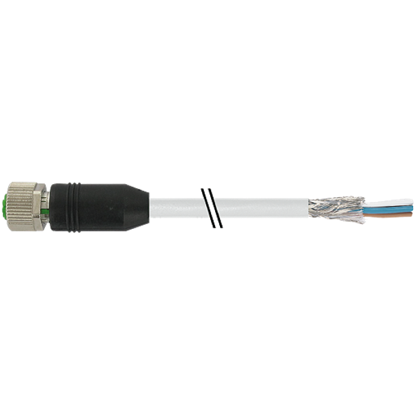 M12 fem. 0° A-cod. with cable PUR 8x0.25 shielded gy+drag-ch 3m image 1