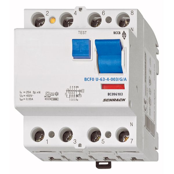 Residual current circuit breaker 63A,4-p,30mA,type A,S, FU image 1