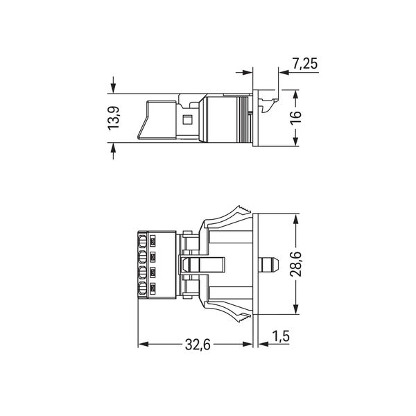 Snap-in socket 4-pole Cod. B light green image 7