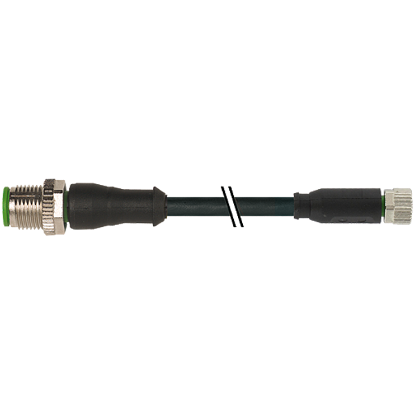 M12 male 0° / M8 female 0° A-cod. PVC 3x0.25 bk UL/CSA 3.5m image 1