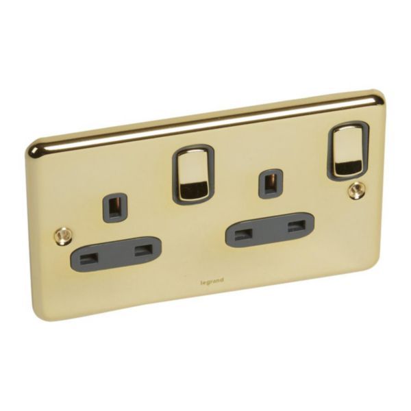 Synergy Authentic 2 Gang 13A Double Pole Switched Socket Outlet Gold image 1