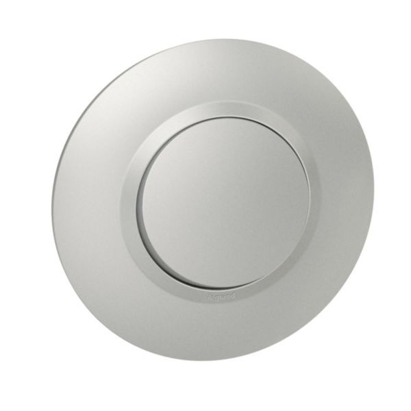 Dooxie pushbutton 6A 250V~ delivered with round aluminum plate with chrome effect ring image 1