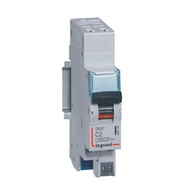 Phase+Neutral circuit breaker DNX³4500 6kA automatic terminal inlet and outlet - 1P+N 230V~ 2A curve C - 1 module image 1