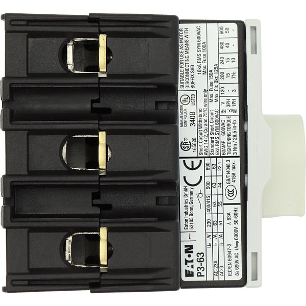 Main switch, P3, 63 A, rear mounting, 3 pole image 14