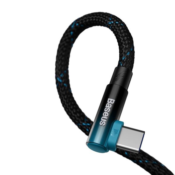 Cable USB A Plug - USB C Plug 90° Angled 1.0m 100W, Blue / Black MVP ElbowBASEUS image 6