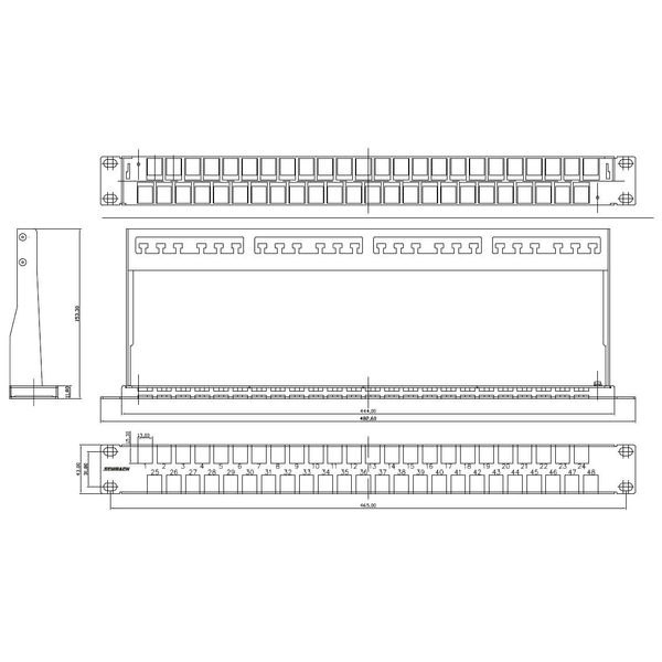 Patchpanel 19" empty for 48 modules (SFB), 1U, stainless image 4