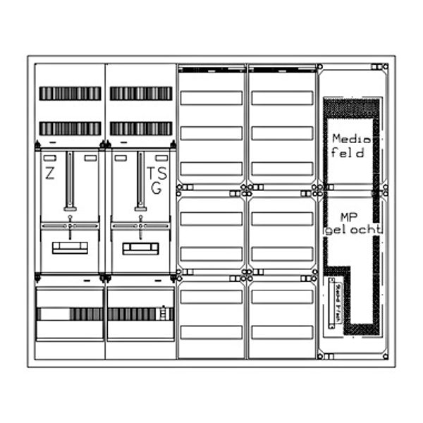 Z„hlerverteiler 1xZF, H=1100 B=1300 T=210mm, 1xTSG, MF, 2xVF image 1