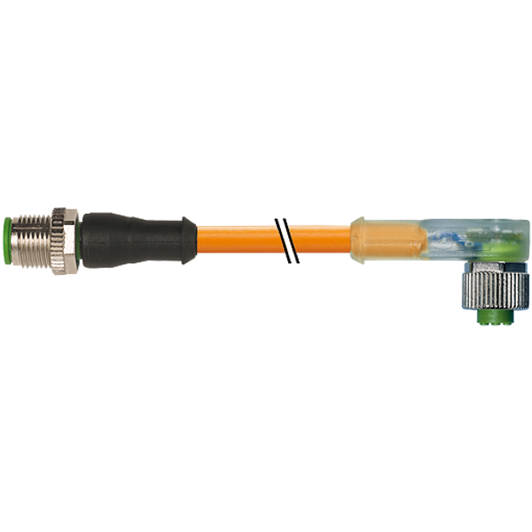 M12 male 0°/fem. 90° A-cod. LED PUR 4x0.34+1x0.5 or+rob+drag-ch 2.5m image 1