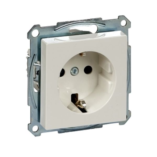 SCHUKO socket-outlet, shutter, screwl. term., polar white, glossy, System M image 2