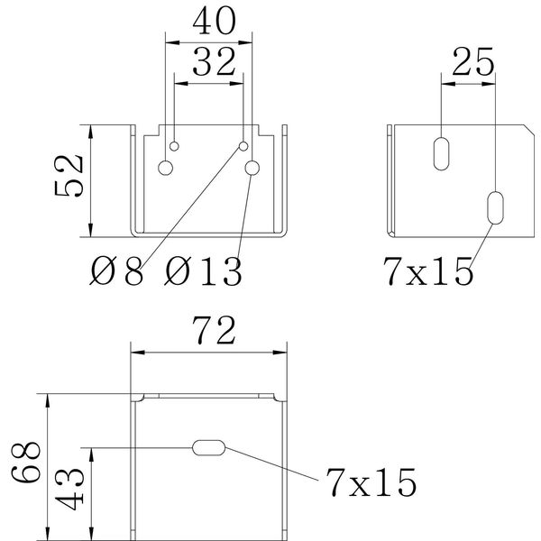 WL 607.5 LTR FS Wall bearing for luminaire support tray 60x75 image 2