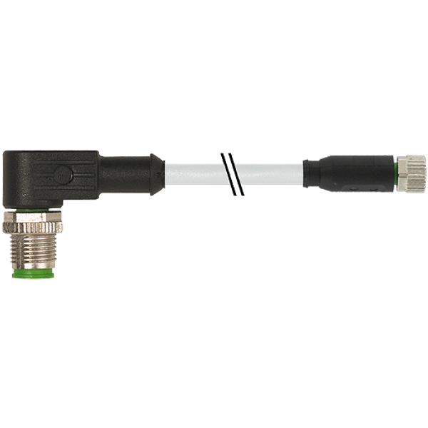 M12 male 90° / M8 female 0° A-cod. PVC 3x0.25 gy UL/CSA 1m image 1