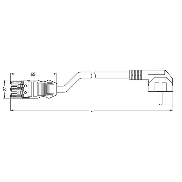 pre-assembled adapter cable;Socket/SCHUKO plug;3-pole;black image 2