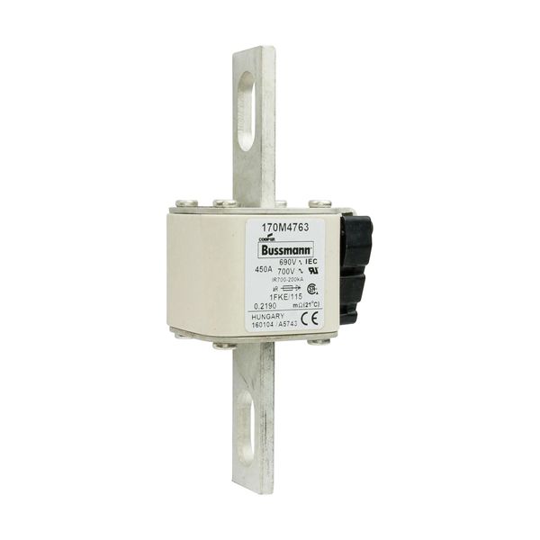 Fuse-link, high speed, 450 A, AC 690 V, size 1, 53 x 69 x 136 mm, aR, IEC, UL, single indicator image 13