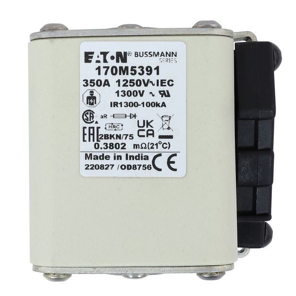 Fuse-link, high speed, 350 A, AC 1250 V, size 2, 61 x 75 x 77 mm, aR, IEC, UL, single indicator image 15